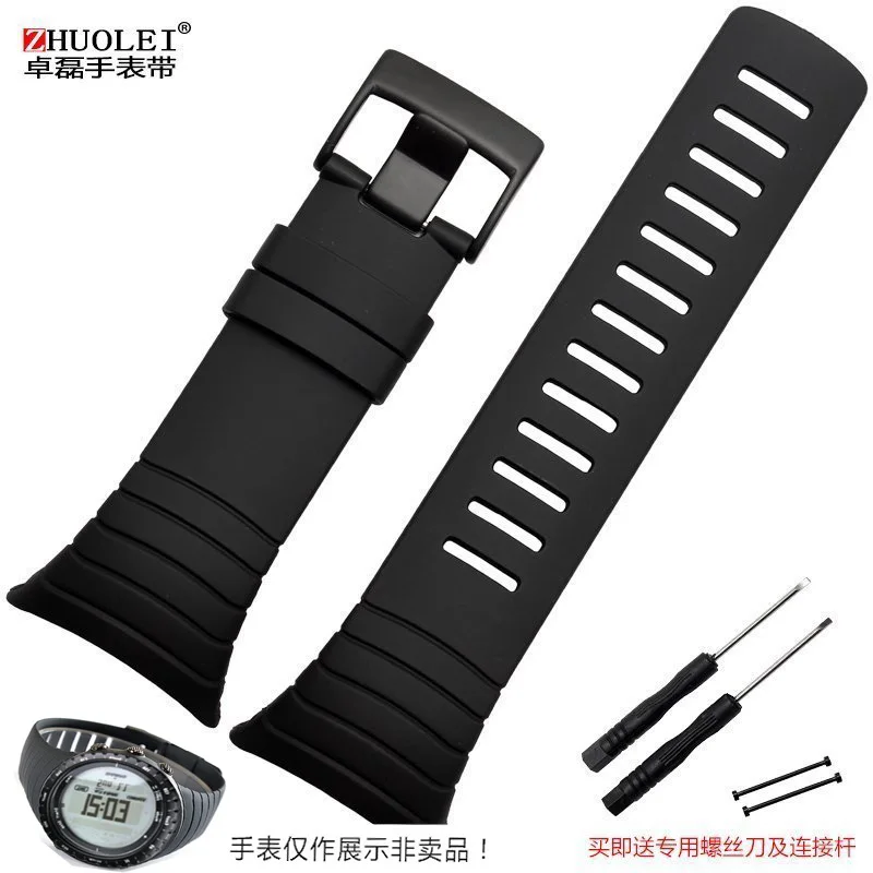 35 мм силикагель ремешок для Sunto Спорт силикагель наручные часы с универсальным ядром черный резиновый ремешок - Цвет ремешка: black black