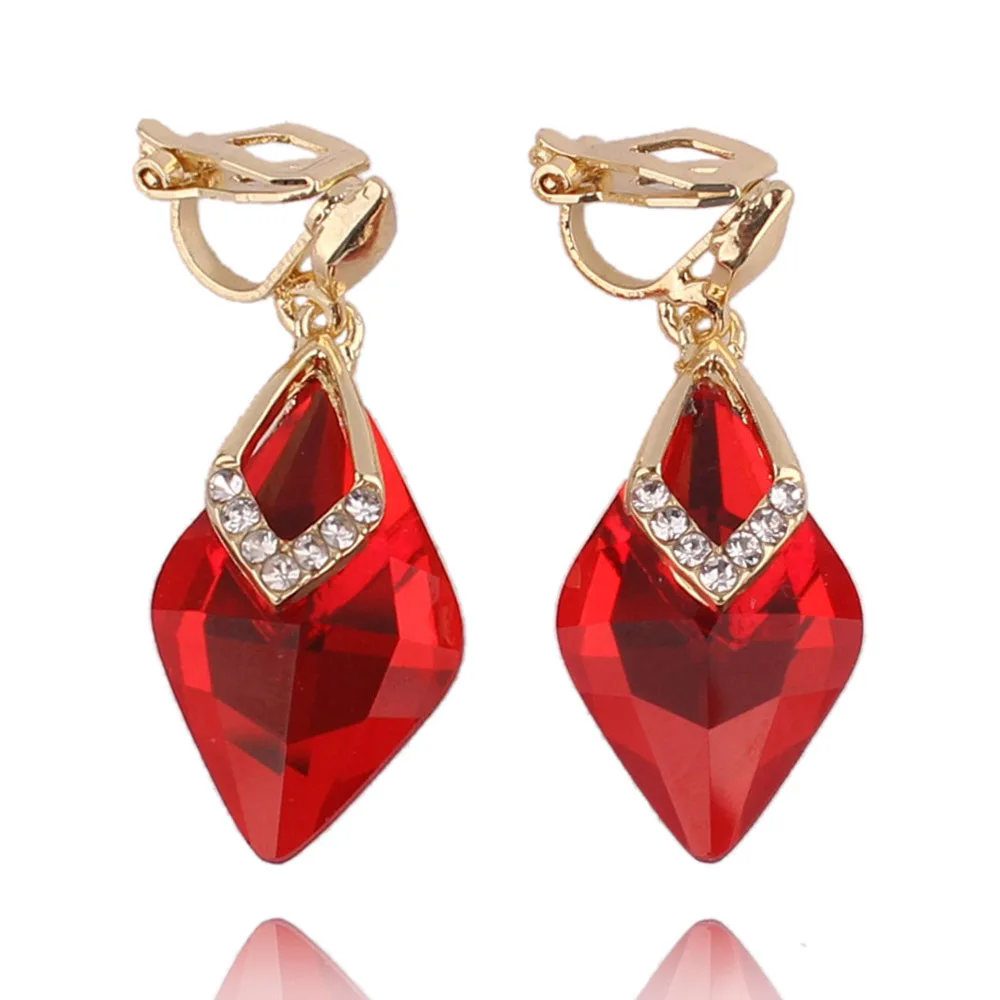 GRACE JUN Fashion Rhinestone Clip on Earrings Without Pierced for Women Girl Party Wedding Elegant Statement Ear Clip New