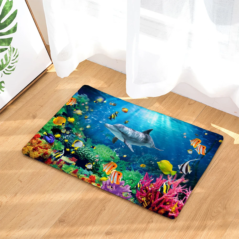 3D Ocean Tappeti, Tappeto Blu Soggiorno Camera Da Letto PVC Antiscivolo