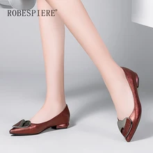 ROBESPIERE/Женская обувь на плоской подошве; натуральная кожа; слипоны; низкий каблук; Свадебная обувь; украшение в виде сердца; острый носок; обувь на плоской подошве размера плюс; A119