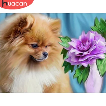 

HUACAN Diamond Painting Dog Cross Stitch Diamond Embroidery Sale Animal Rhinestones Pictures Mosaic Flower Crafts Kit