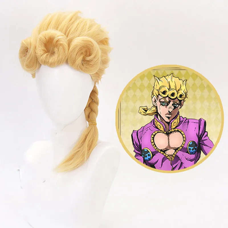 JOJO невероятное приключение Золотой ветер Косплэй парик Giorno Giovanna оплетка парик Золотой парик Косплэй Уложенные Волосы ролевых игр на Хэллоуин