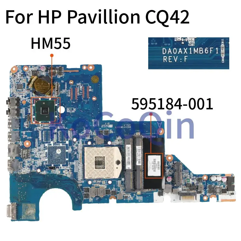 Материнская плата для ноутбука HP 595184 001 501 плитки CQ42 CQ62 G42 G62 HM55 DA0AX1MB6F0 DA0AX1MB6H1