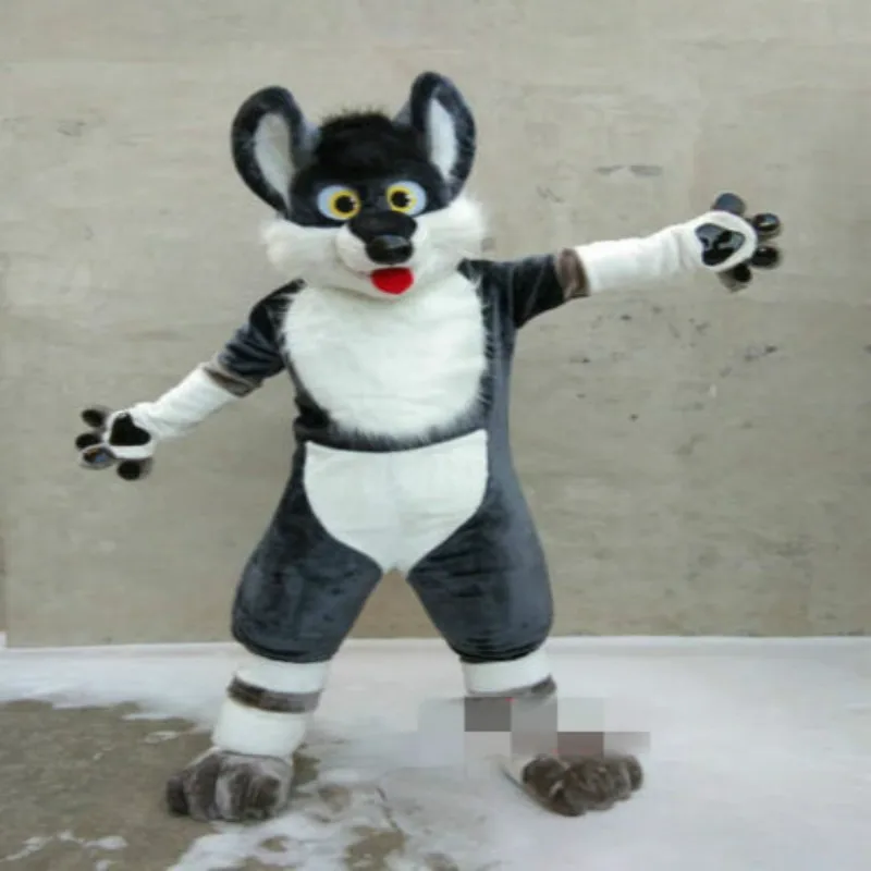 Длинный Меховой серый костюм Хаски для собак костюм-талисман костюмы косплея