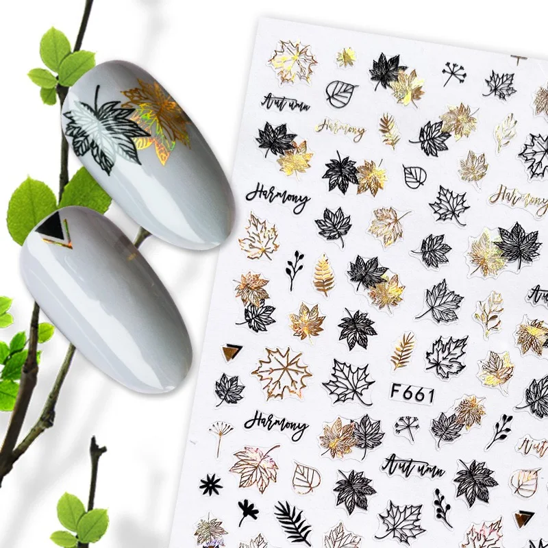 1pcs gold love heart pattern 3D Nail Sticker friuts Design Nails Accessories Fashion Manicure Sticker