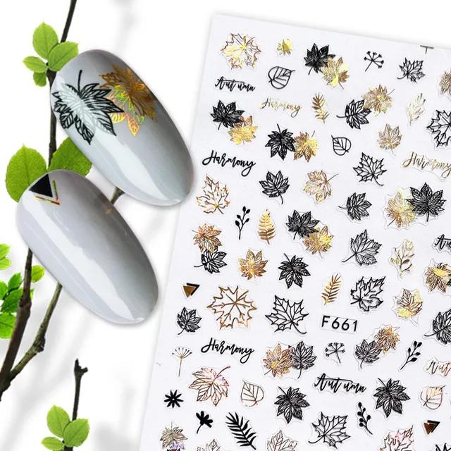 1pcs gold love heart pattern 3D Nail Sticker friuts Design Nails Accessories Fashion Manicure Sticker bg-F661