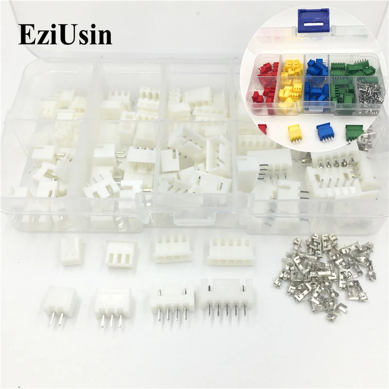 90 Degrees Right Angle Female Socket Crimp Terminal 100Set 2.54mm Pitch 2Pin Connector Kits Male Pin Header 