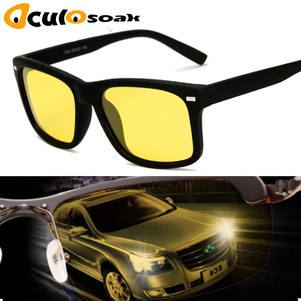 

2019 High Quality Yellow Night Vision For Night Driving Polarized Sunglasses Square Mens Driver Safety Eyewears Cloudy Fog Day