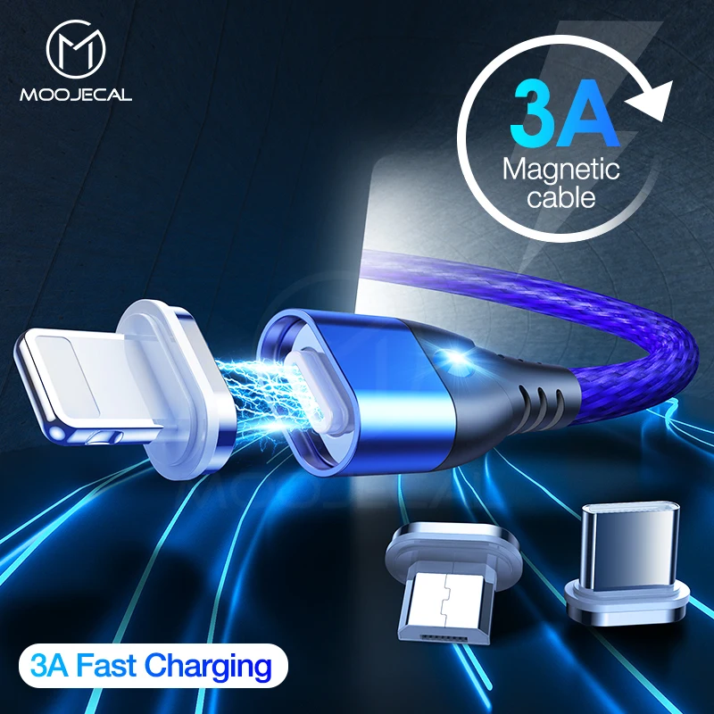 

3A Magnetic Cable Micro usb Cable For iPhone XS MAX Samsung S9 Type C Fast charging Mobile Phone Cord Quick charge 3.0 Charger