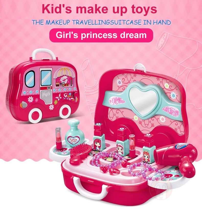 Детский набор для макияжа, игрушки, для чемодана, Парикмахерская косметика, игрушка для девочек, пластиковая безопасная, для красоты, для ролевых игр, для детей, для девочек, макияж, игра, подарок