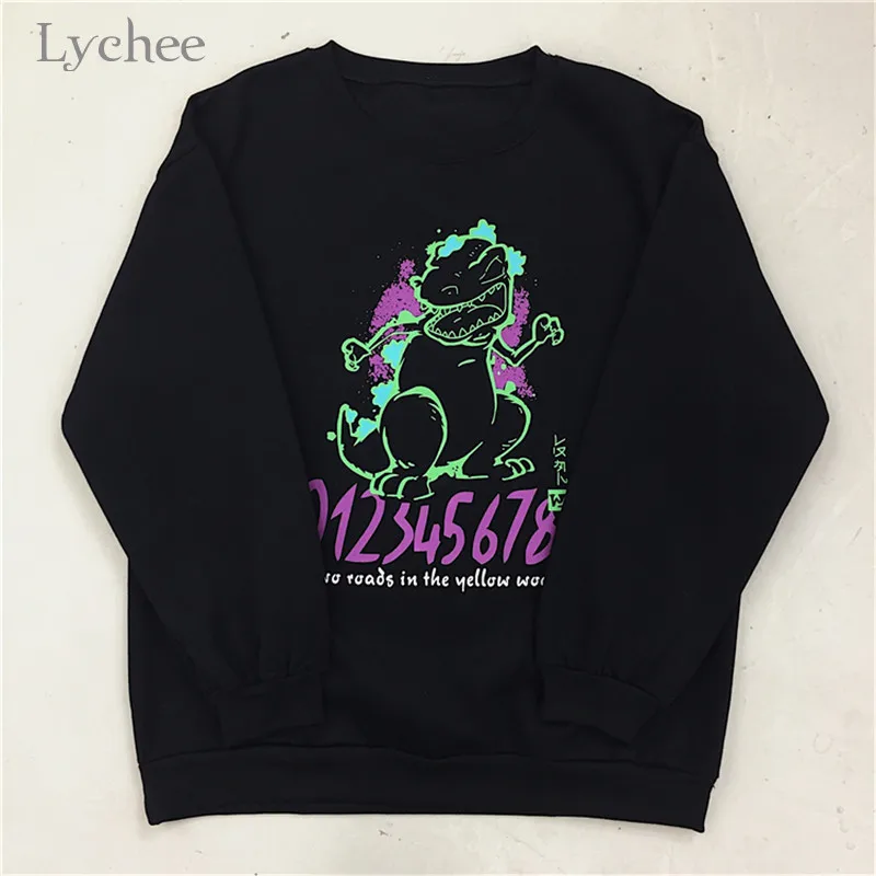 Lychee Harajuku женские толстовки с надписью Monster весенние Осенние топы повседневные