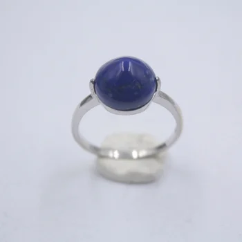 

Solid S925 Sterling Silver Women Ring Lapis Lazuli Perfect Peach Ring 10mmW US6-9