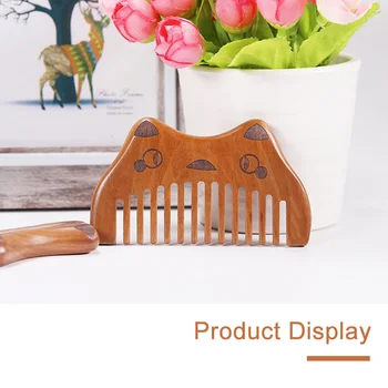 

Nanmu Comb Portable Massage Antistatic Cute Cats Head Comb KG66