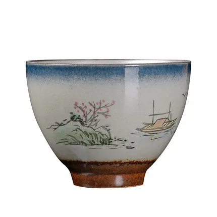 Цзиндэчжэнь ручная роспись чайная чашка из стерлингового серебра 999 имитация дерева сжигание чайная чаша кунгфу Черный чай wawre