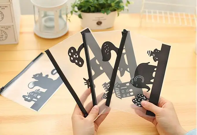 1 шт. корейские школьные канцелярские принадлежности милые Kawaii животные креативный конверт из ПВХ, чтобы получить мешок полупрозрачная папка