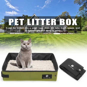 

For Puppy Cats Travel Toilet Pet Litter Box Durable Dogs Seat Dual Zipper Rectangular Outdoor Easy Clean Portable Foldable