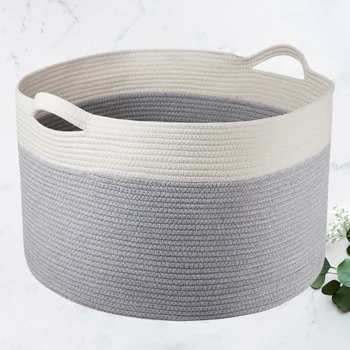 

Cotton Rope Woven Clothing Storage Basket Durable Laundry Basket Sundries Storage Container