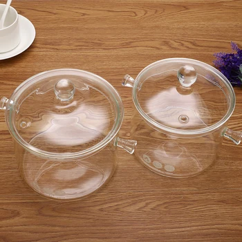 

1.35/1.5L Glass Stew Soup Pot Bowl Stove Cooker Pan for Gas and Induction Cooker Transparent Glass Cooking Explosion-Proof Tools