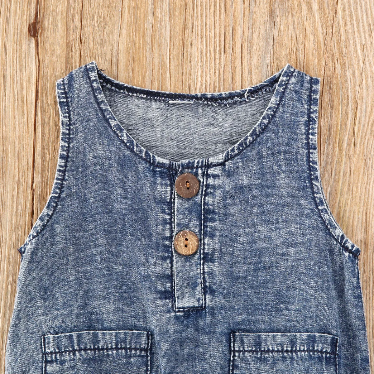 Citgeett Summer Denim Rompers Toddler Newborn Baby Boys Girls Sleeveless Button Pocket Rompers Jumpsuits One-piece Casual Outfit 3