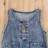 Citgeett Summer Denim Rompers Toddler Newborn Baby Boys Girls Sleeveless Button Pocket Rompers Jumpsuits One-piece Casual Outfit 3