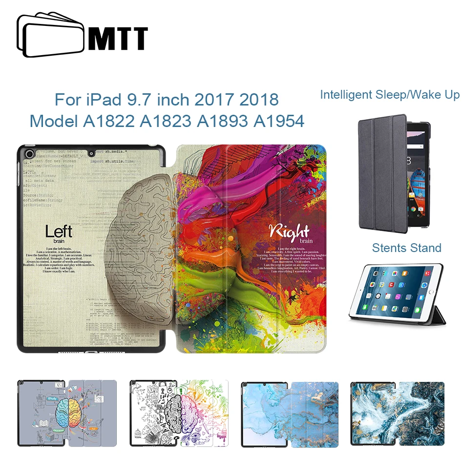 MTT чехол с граффити для Apple iPad 9,7 дюймов A1822 A1823 Magentic TriFold из искусственной кожи Smart Cover для iPad 9,7 ''A1893 чехол