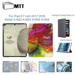 МТТ Самолет печати чехол для Apple iPad 9,7 дюйма A1822 A1823 магнитными тройного сложения из искусственной кожи Smart Cover для iPad 9,7 ''A1893 случае