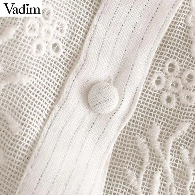 Женское элегантное платье vadim с вышивкой, блузка с вырезами и оборками, воротник три четверти, рукав, рубашка, женские милые топы, blusas LB545