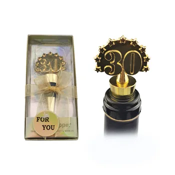 

Number 30 40 Shape Red Wine Bottle Stopper For Valentine's Wedding Favors Gift