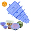 6PCS Square Silicone Food Fresh Lids Kitchen Silicone Caps Food Cover Adjustable Stretch Bowl Lids Cookware Accessories ► Photo 1/6