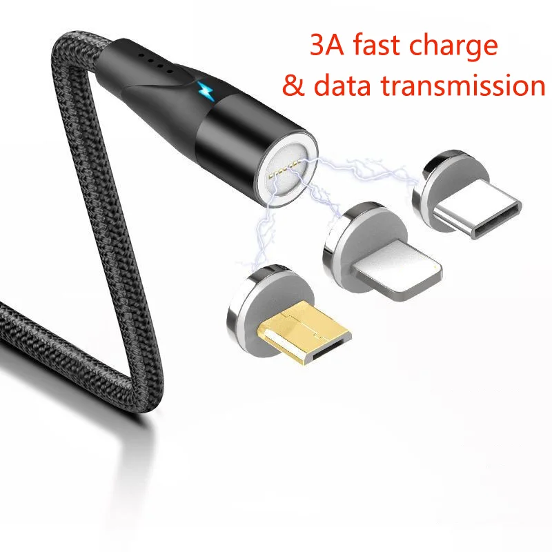 Магнитный кабель usb type-C для быстрой зарядки, 3 А, магнитный кабель Micro USB для зарядки и синхронизации данных, кабель USB для мобильного телефона