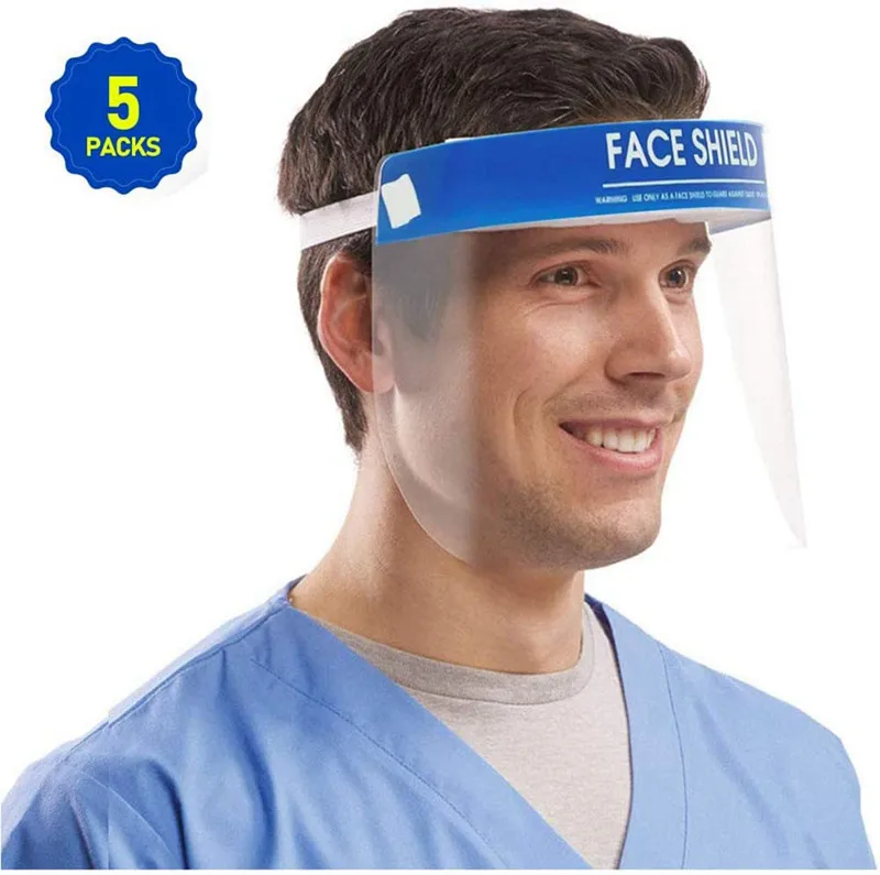 

5Pcs Protective Face Shiled Full Face Mask Safety Splash-proof Face Shield Full Protection Transparent Hat