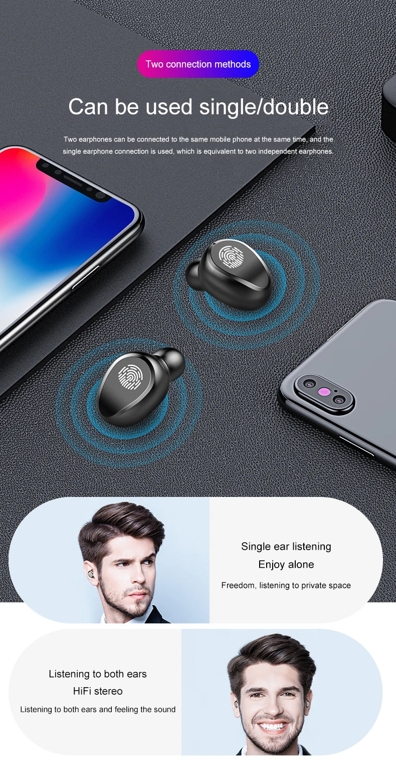 Беспроводные наушники Bluetooth 5,0 TWS гарнитура с микрофоном 2000 мАч Внешний аккумулятор для iPhone huawei samsung F9 водонепроницаемые беспроводные наушники