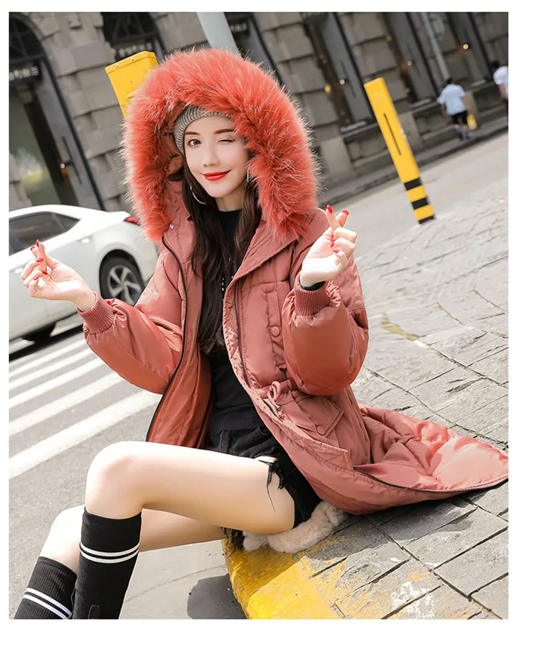 AliExpress хлопковая стеганая одежда для женщин, стиль, зимняя хлопковая куртка в Корейском стиле, Женская приталенная утепленная куртка с большим мехом
