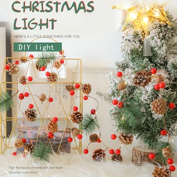 

2M Pine Cone Copper Wire Flowers Led String Lights Christmas Decorative Bedroom DIY Garland Party Holiday Fairy Lights