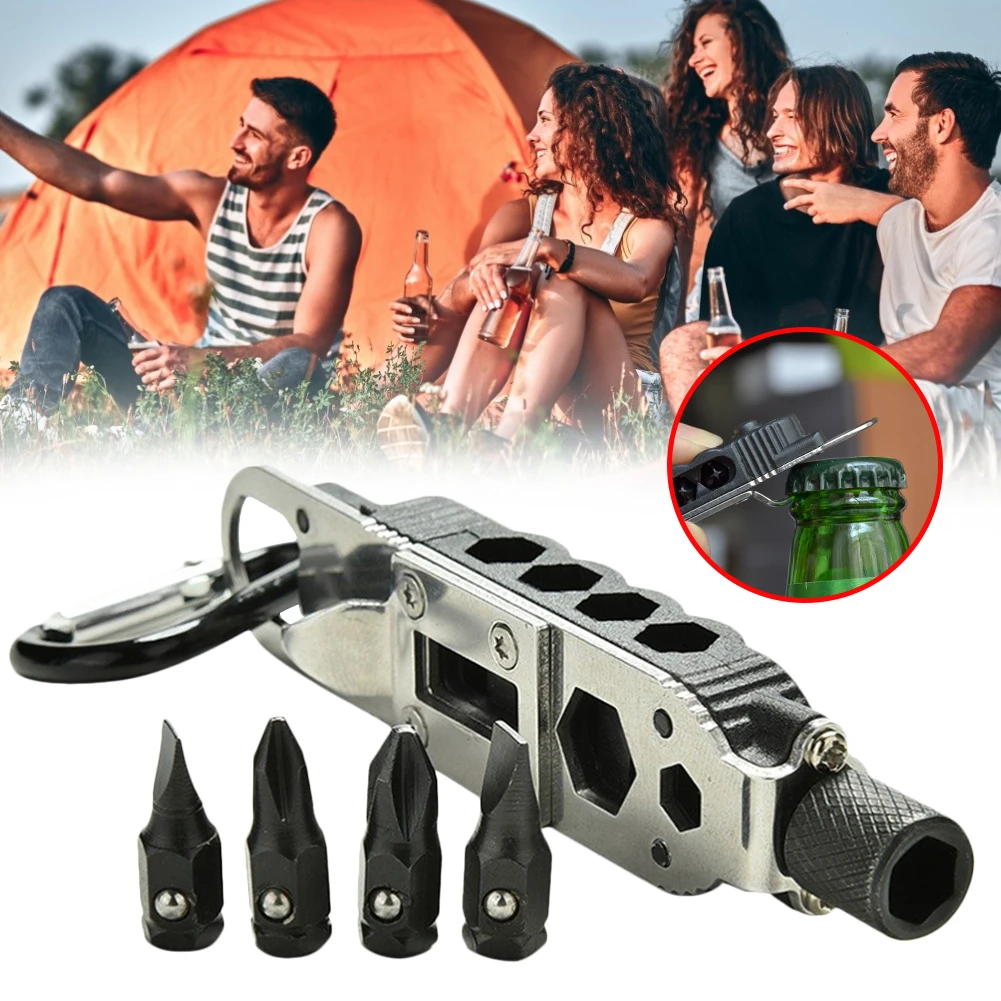 

Mini Multifunctional Keychain EDC Outdoor Camping Portable Stainless Steel Pocket Screwdriver Tool Wilderness Survival