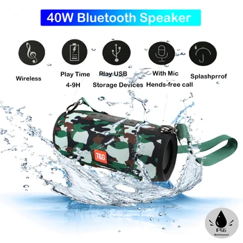 

Portable Bluetooth Speaker 40w Wireless Bass Column Waterproof Outdoor Speaker Support AUX TF USB Boom box Stereo Loudspeaker