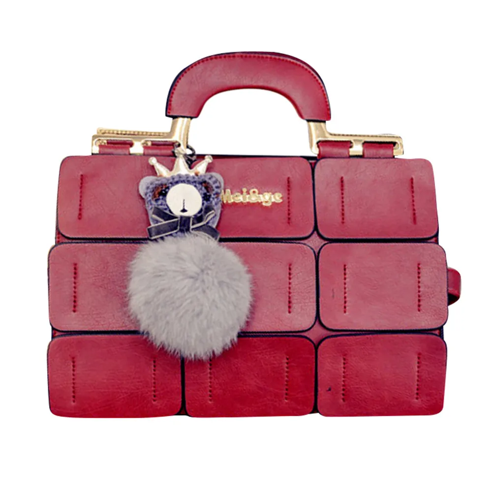 

New Boston Totes Fashion Women Handbag With Dolls 9 Grid Splicing Hand Bags Ladies Top-Handle Bag Zipper Hasp Clutch #H20