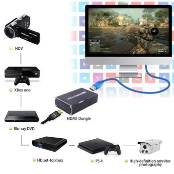 

USB 3.0 HD Video Capture Card 1080P Game Live Streaming Dongle Recording Box Video Converter for XBOX One PS4 TV STB Laptop PC