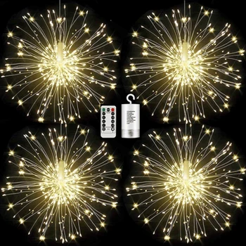 

DIY Fireworks LED Fairy String Light Foldable Battery Solar energy Powered Remote Control Garland For Outdoor Decoration