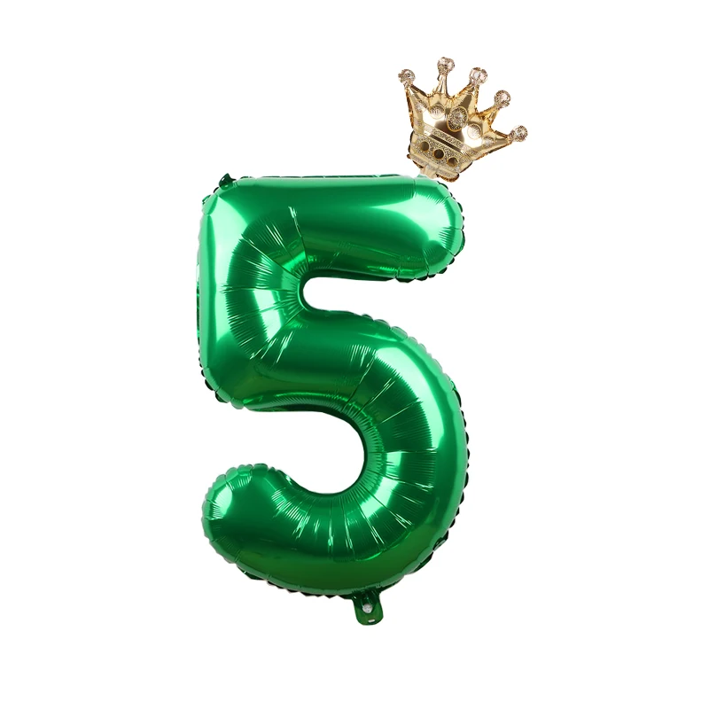 2 шт. 32 дюйма зеленый номер воздушные шары с золотой короной день рождения фольги воздушный шар для Бэйби Шауэр День рождения украшения Дети Globos - Цвет: Светло-зеленый