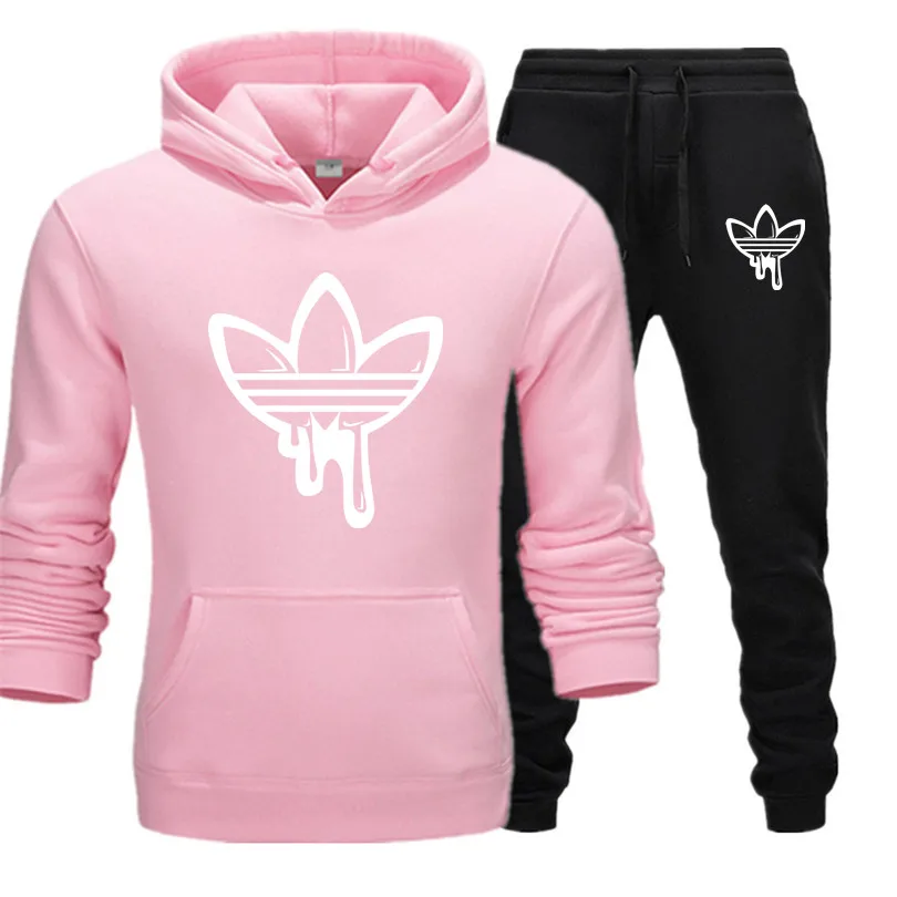 Pink83-97 Лидер продаж, брендовые комплекты из двух предметов, модные толстовки с капюшоном, спортивная одежда для мужчин, спортивный костюм, толстовка с капюшоном, осенняя мужская одежда, толстовки+ штаны, мужские комплекты - Цвет: Pink83-97