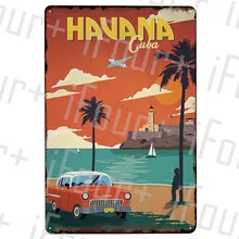 Гавана Куба металлическая пластина Оловянная табличка Металл винтажный Декор металлический знак металлический плакат домашний бар паб кафе украшения Винтажные плакаты
