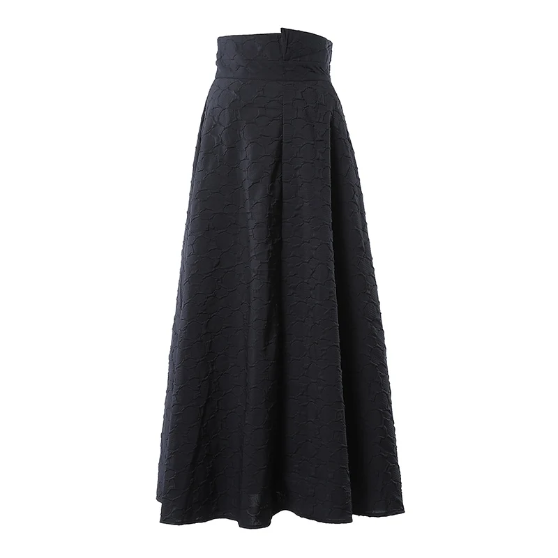 

Women's Runway Fashion Spring Autumn Black Jacquard A-Line Skirt Female High Waist Long Skirt TB2125