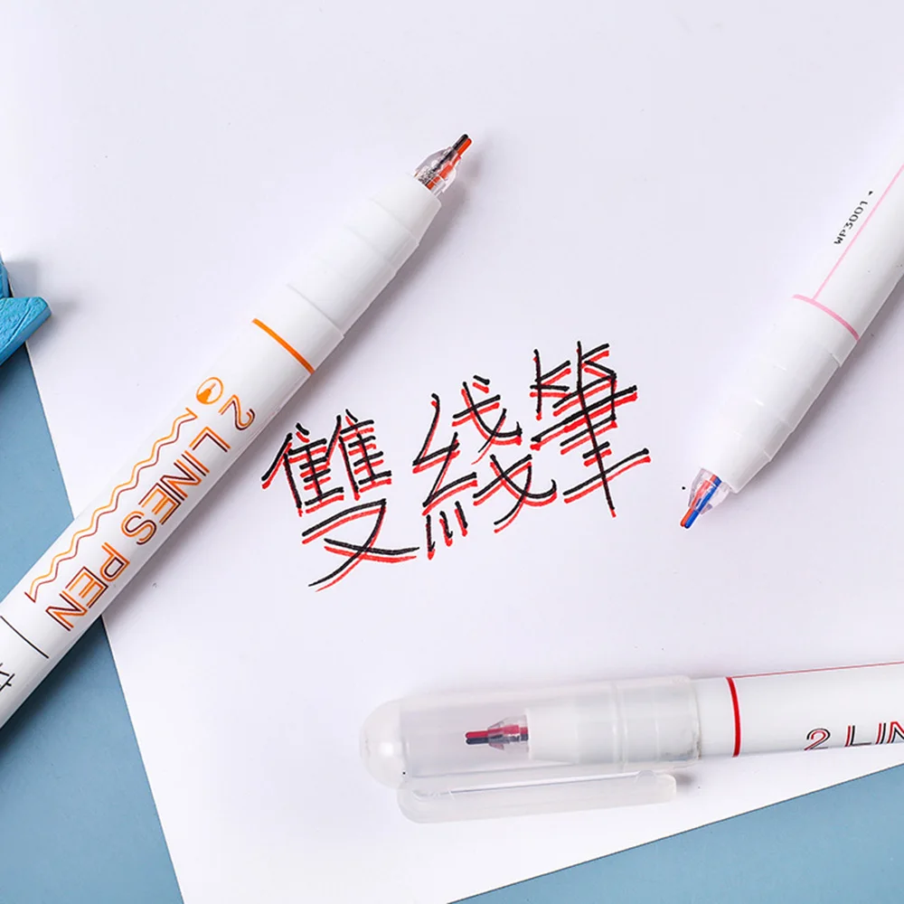 

1 Pcs Kawaii Double Line Pen Draw Marker Calligraphy Lettering Color Fluorescent Highlighter Scrapbooking Pen School Stationery