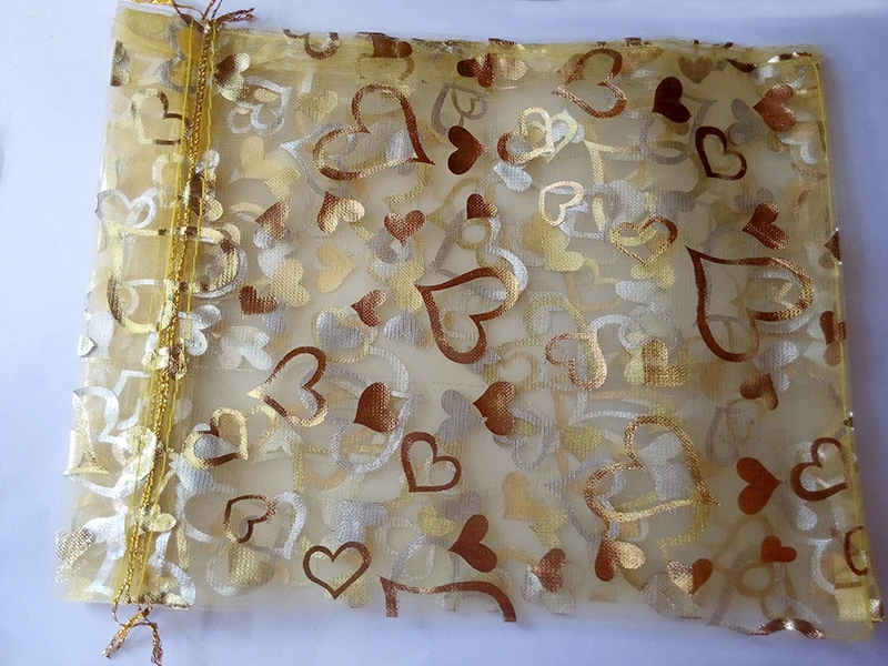 

gold heart organza bags 7x9cm 1000pcs jewelry packaging display bags gifts drawstring bag pouch jewelry bag for bracelets