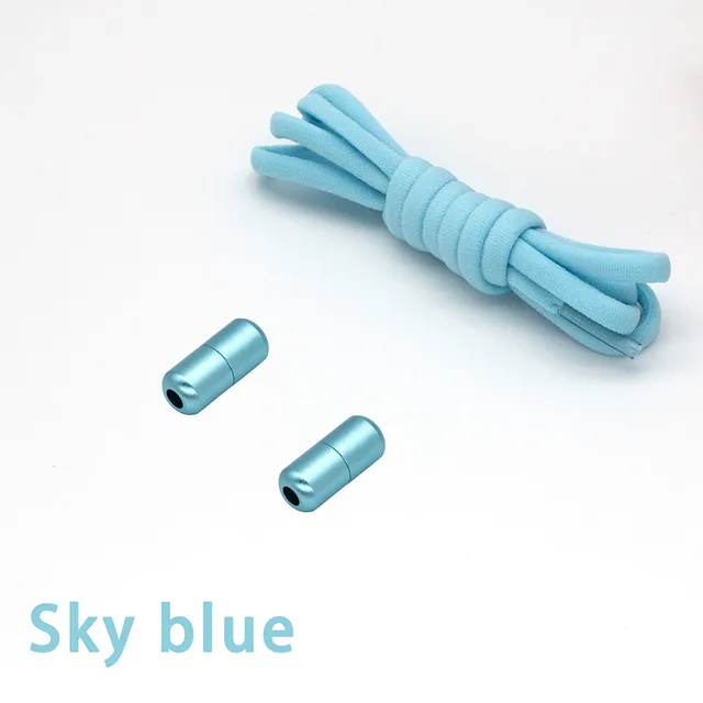 New Elastic Shoe Laces Round No Tie Shoelaces for Kids and Adult Shoelace for Sneakers Quick Lazy Laces Colorful Capsule Buckle sky blue