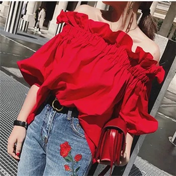 

Vadim Polyester None Broadcloth Women Tops Blusas Real Hot Sale Blouse Free Shipping 2020 Style Lantern Sleeve Cotton Shirt