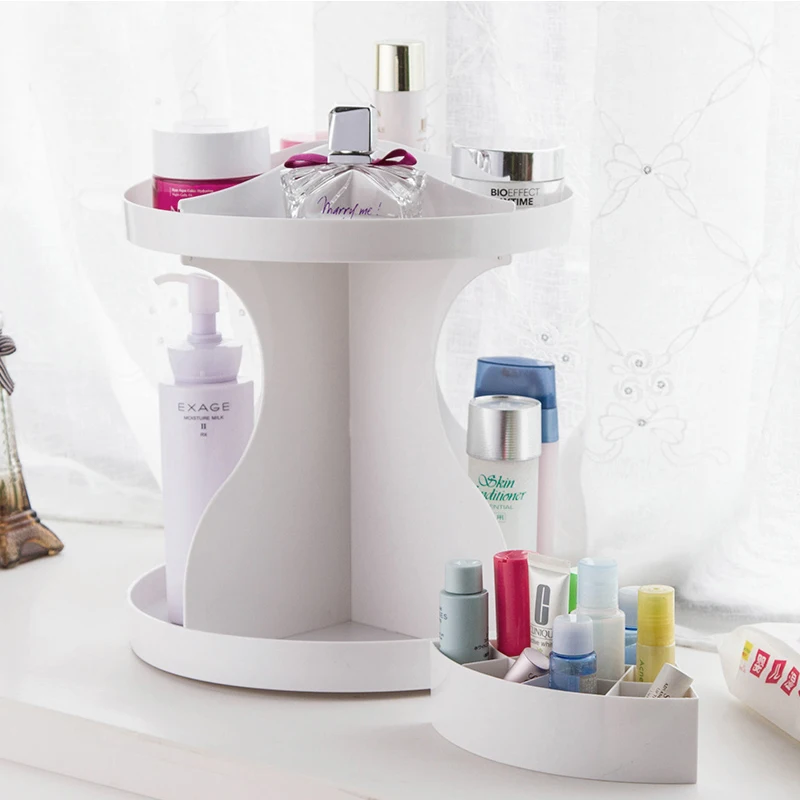 

Round makeup organizer Rotating cosmetic box for Skincare storage holder Dresser cosmetic organizer Desktop Storage rack