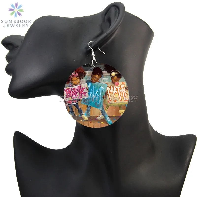 Деревянные серьги капли SOMESOOR Black Lives Dreams Futures Melanin Poppin I't Breathing Designs ювелирные