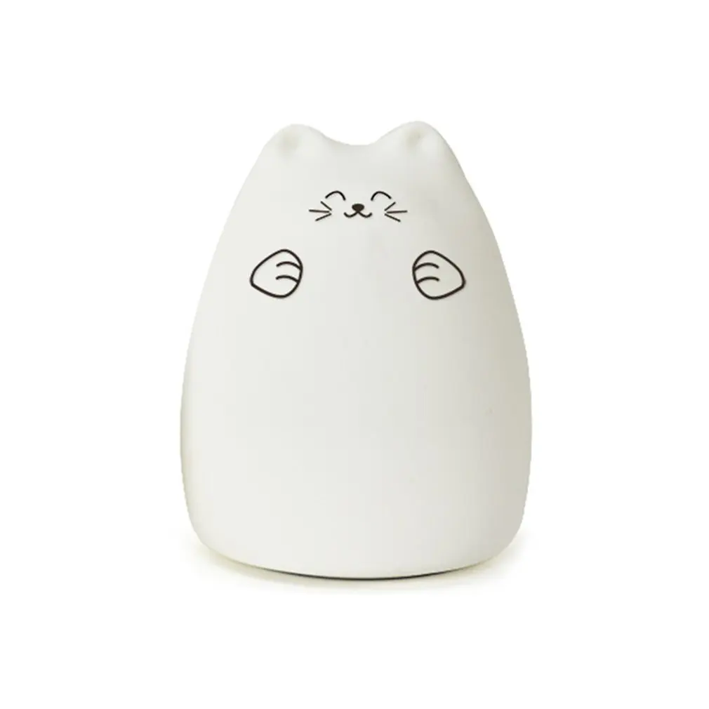 Cutely USB rechargeable LED Colorful Night Light Animal Cat stype Silicone Soft Breathing Cartoon Baby Nursery Lamp